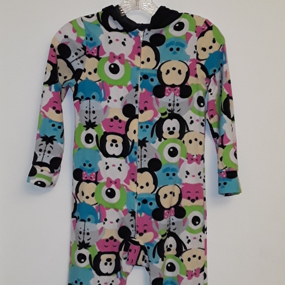 Disney TSUM TSUM Minnie Mouse Mickey Mouse Hooded Fleece Zip Up Pajamas Sz. M - Picture 2 of 12